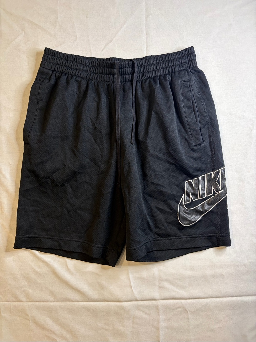 Nike Black Men's Athletic Shorts with Large Embroidered Logo